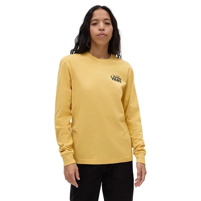Vans Tshirts and Tops Women Floral Scent Long Sleeve Boyfriend Fit TShirt Yellow