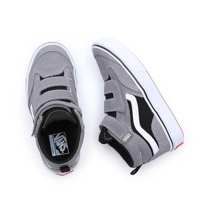 Vans View All Kids ComfyCush New Skool Mid Hook And Loop Shoes 48 Years Grey