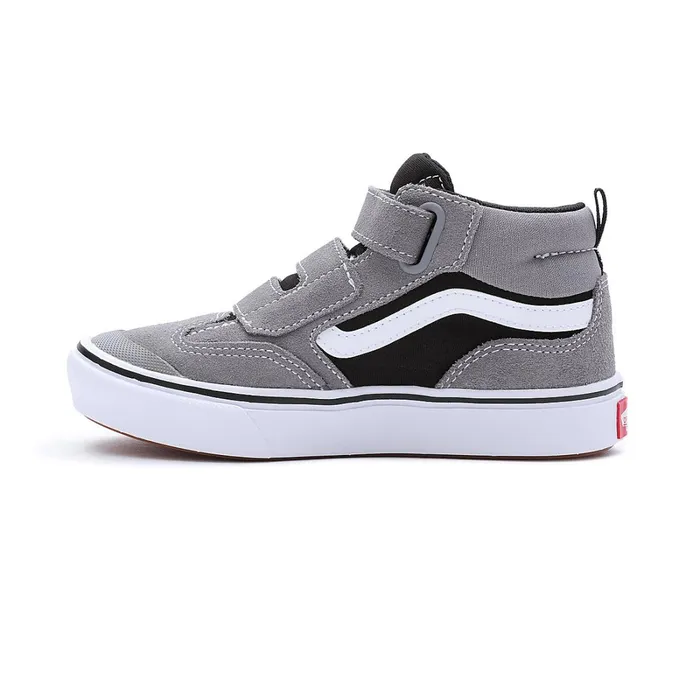Vans View All Kids ComfyCush New Skool Mid Hook And Loop Shoes 48 Years Grey