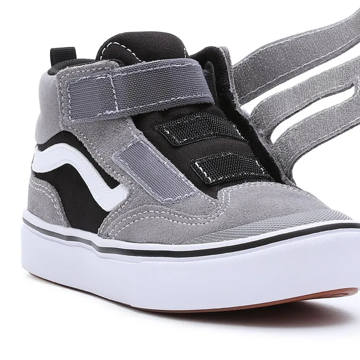Vans View All Kids ComfyCush New Skool Mid Hook And Loop Shoes 48 Years Grey