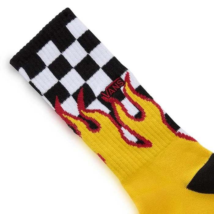 Vans View All Men Flame Check Crew Socks 1 Pair Black