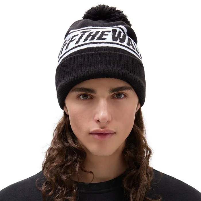 Vans View All Women Off The Wall Pom Beanie Black White