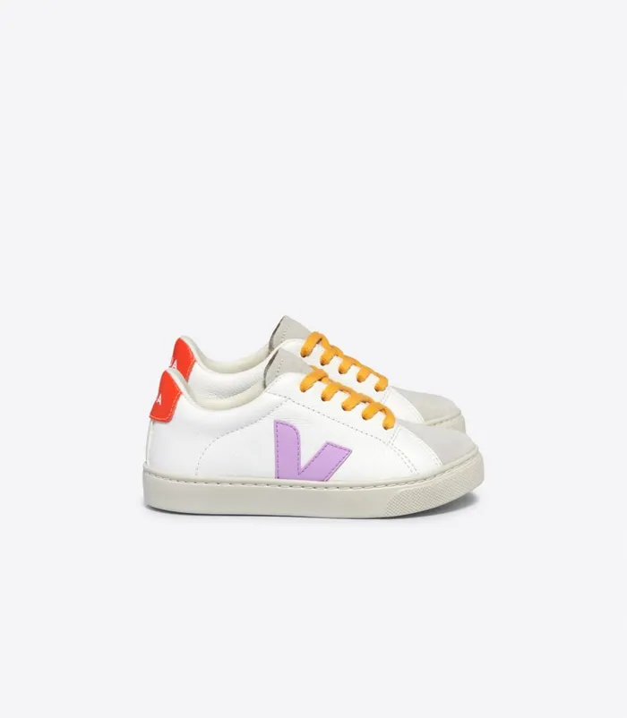 VEJA Esplar Kids ESPLAR LACES CHROMEFREE LEATHER WHITE ORCHID ORANGE FLUO