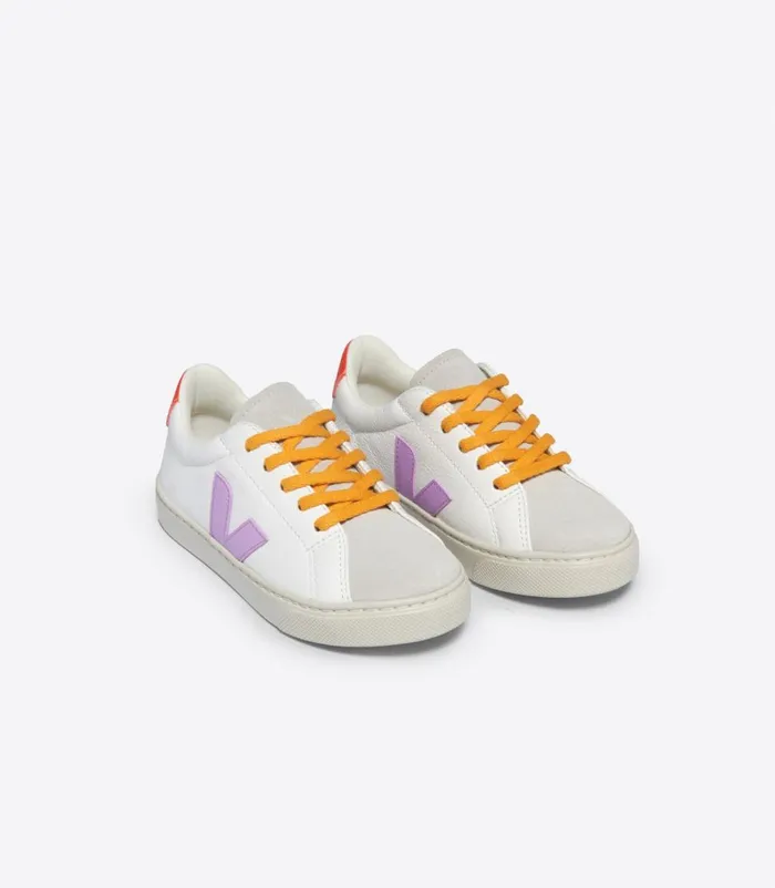 VEJA Esplar Kids ESPLAR LACES CHROMEFREE LEATHER WHITE ORCHID ORANGE FLUO