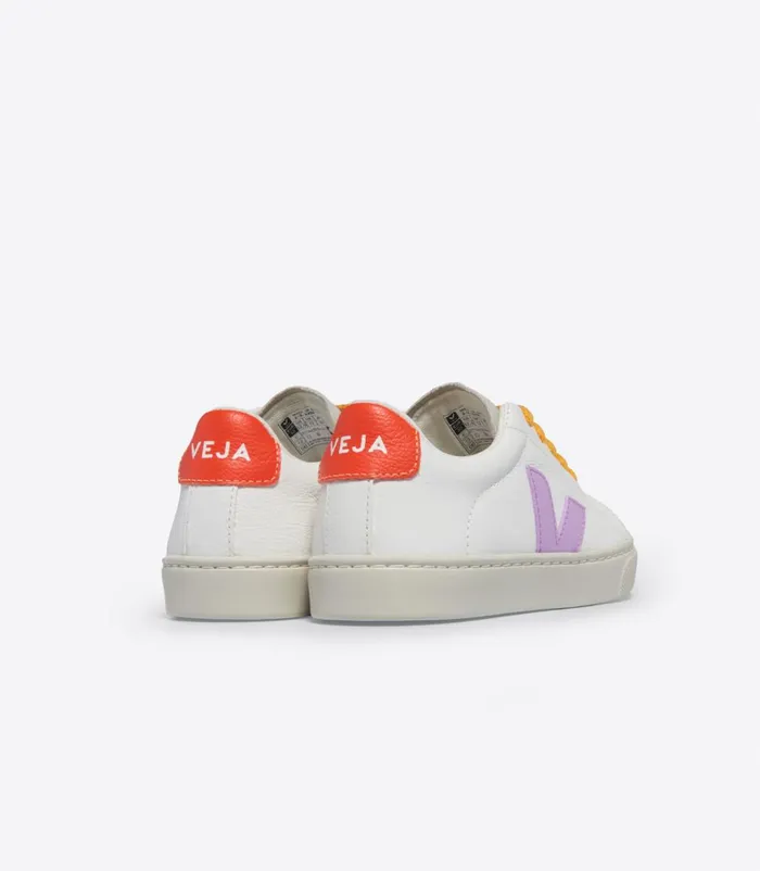 VEJA Esplar Kids ESPLAR LACES CHROMEFREE LEATHER WHITE ORCHID ORANGE FLUO