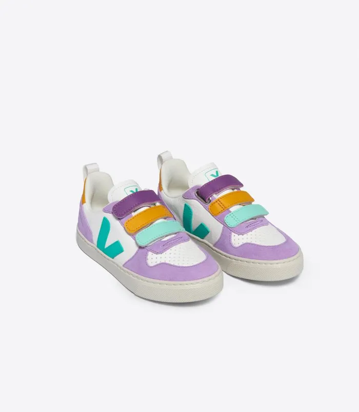 VEJA V10 Kids V10 CHROMEFREE LEATHER WHITE MULTICO FRESHMINT
