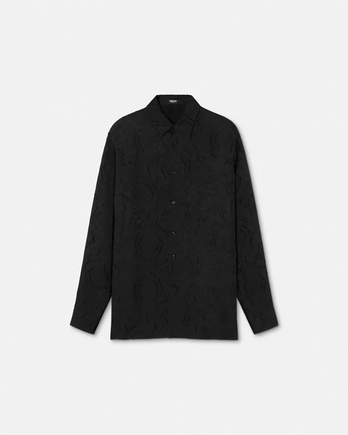 Versace Barocco Devor Shirt Black Men Shirts