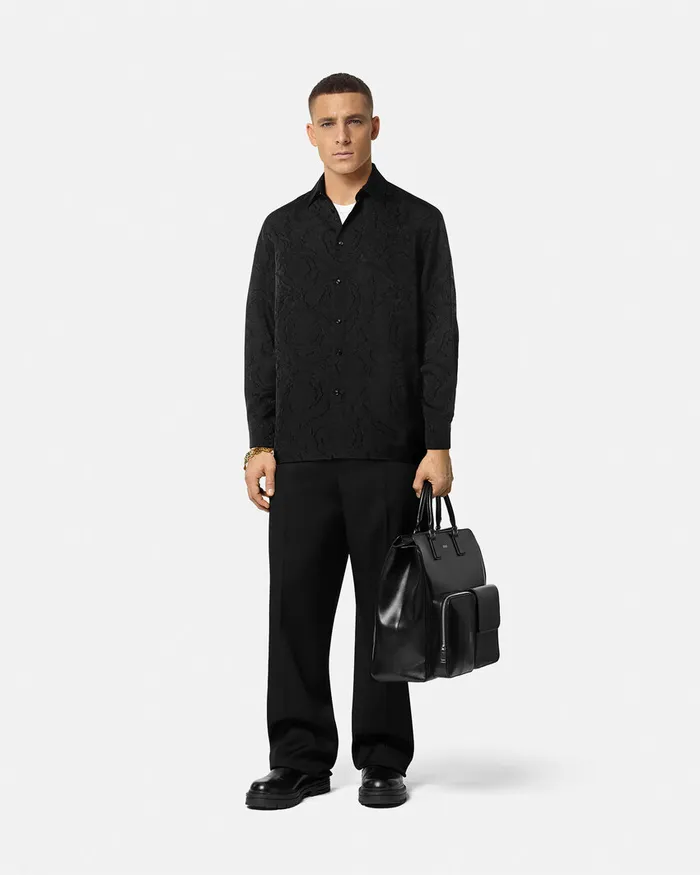 Versace Barocco Devor Shirt Black Men Shirts