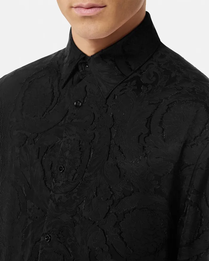 Versace Barocco Devor Shirt Black Men Shirts