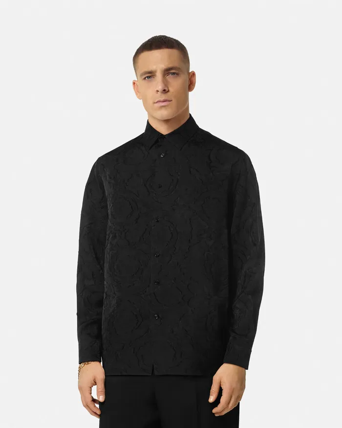 Versace Barocco Devor Shirt Black Men Shirts