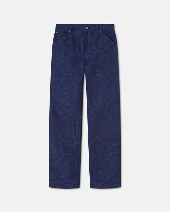 Versace Barocco Jacquard Carpenter Pants Blue Men Pants and Shorts
