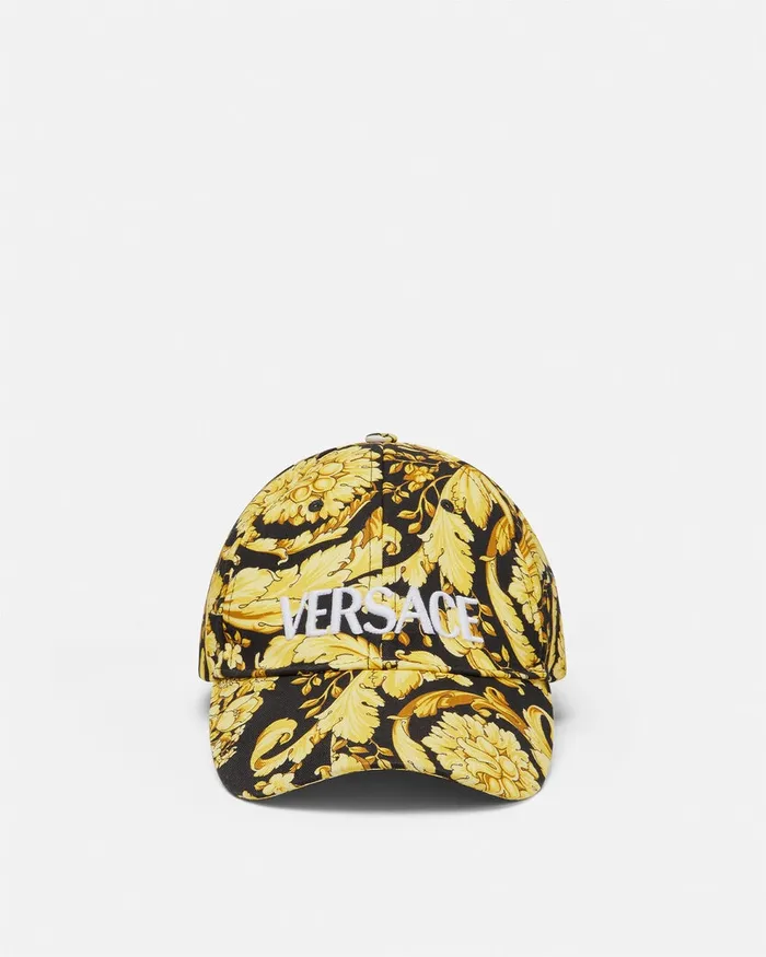 Versace Barocco Logo Baseball Cap Blackprint WomenMen Hats and Caps