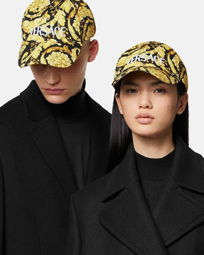 Versace Barocco Logo Baseball Cap Blackprint WomenMen Hats and Caps