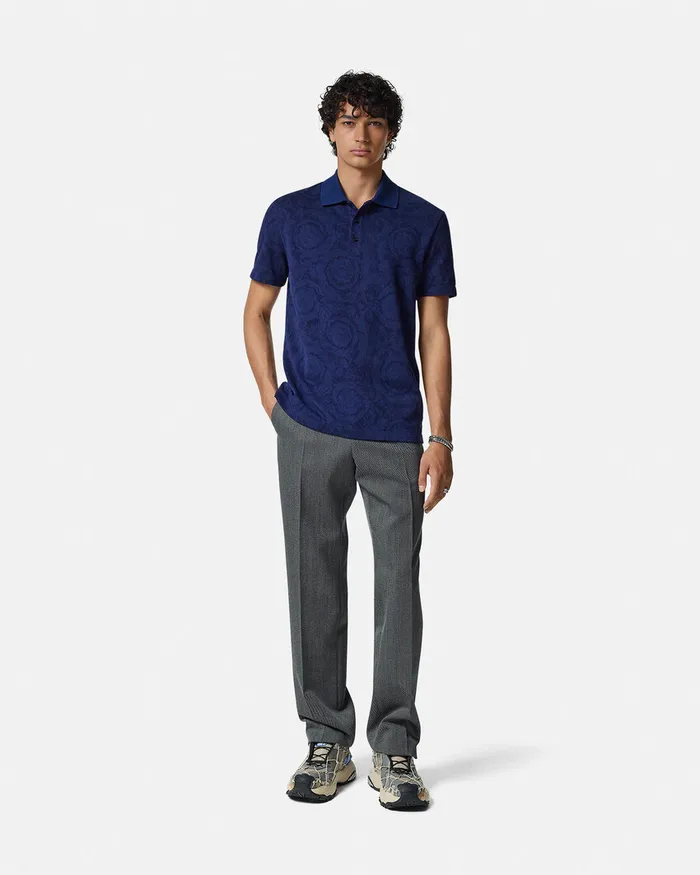 Versace Barocco Polo Shirt Blue Men TShirts and Polos