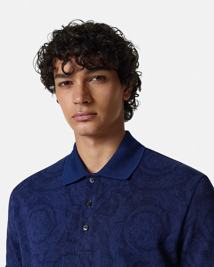 Versace Barocco Polo Shirt Blue Men TShirts and Polos