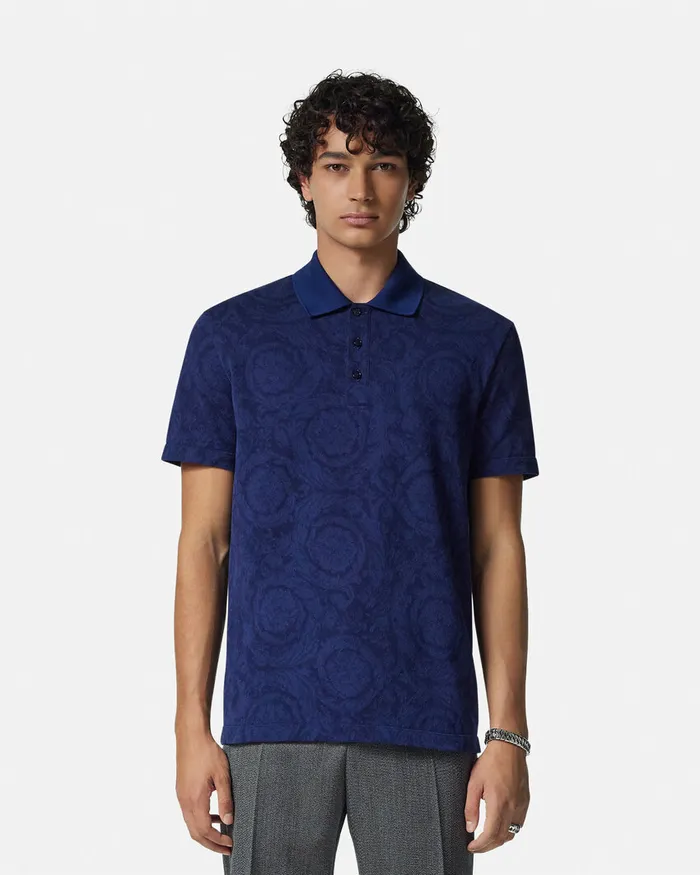 Versace Barocco Polo Shirt Blue Men TShirts and Polos