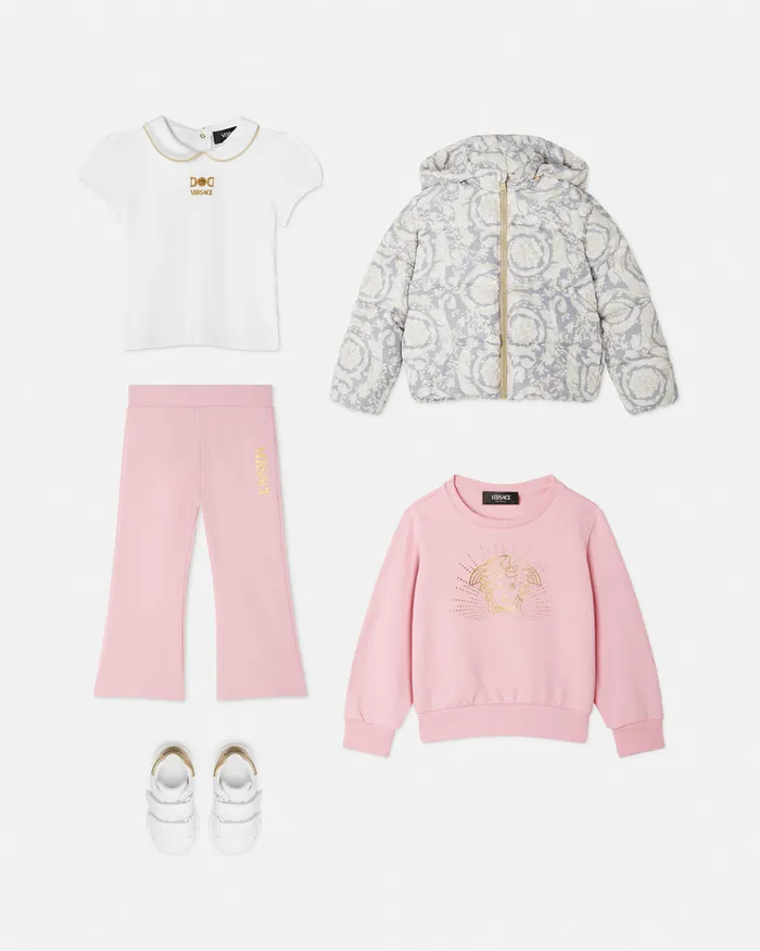 Versace Barocco Puffer Jacket Gray Kids Outerwear