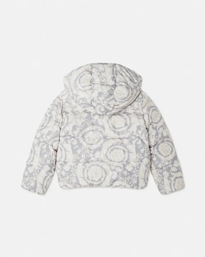 Versace Barocco Puffer Jacket Gray Kids Outerwear