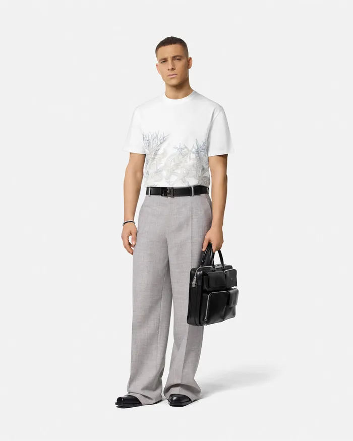Versace Barocco Sea Graphic TShirt Whiteprint Men TShirts and Polos