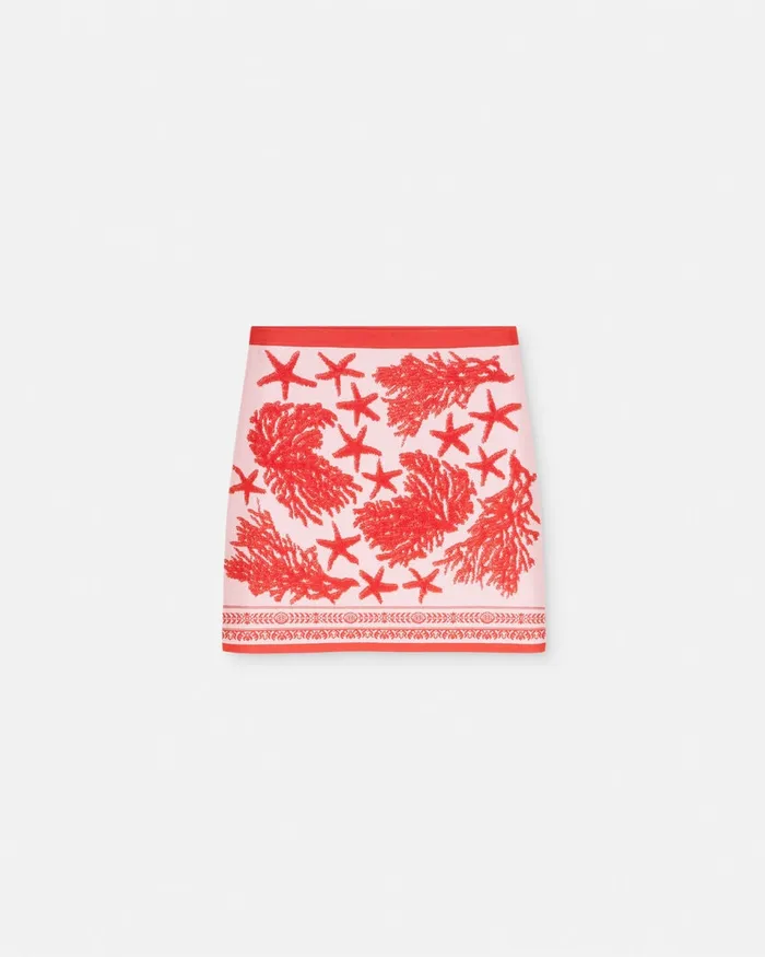 Versace Barocco Sea Knit Mini Skirt Light Pink Women Skirts