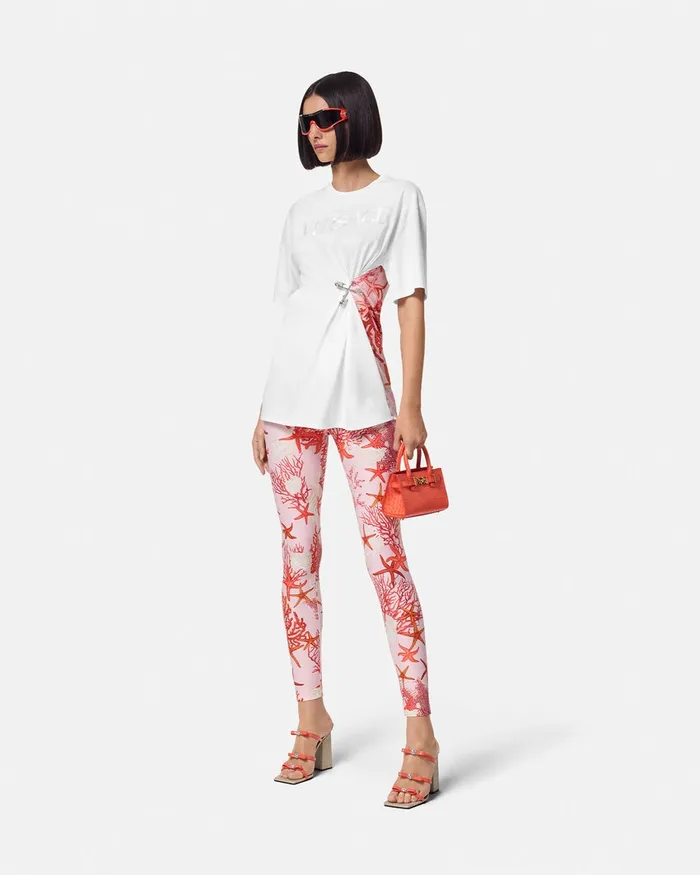 Versace Barocco Sea Safety Pin TShirt Whiteprint Women TShirts and Sweatshirts