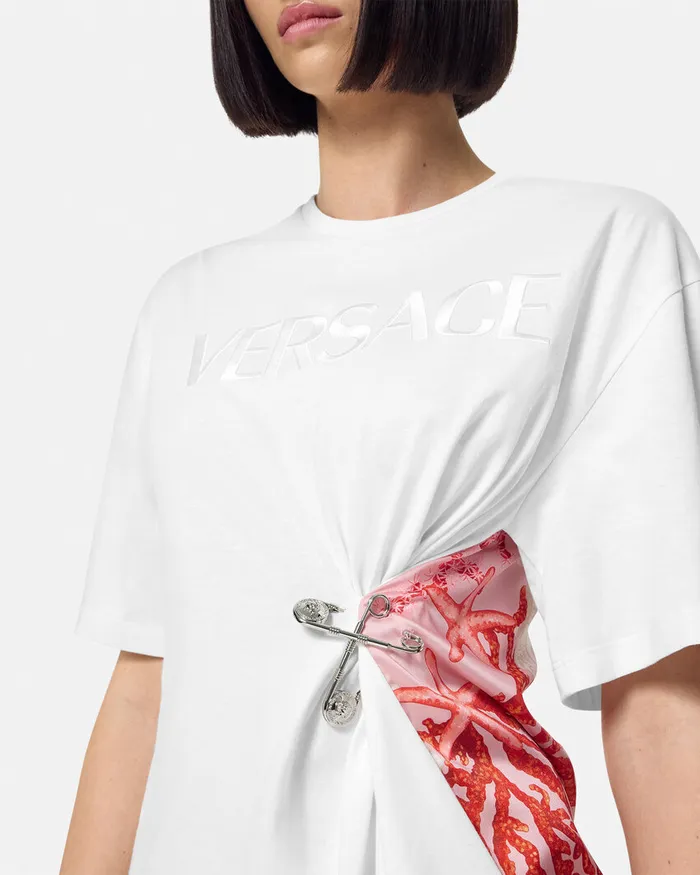 Versace Barocco Sea Safety Pin TShirt Whiteprint Women TShirts and Sweatshirts