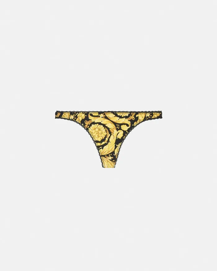 Versace Barocco Thong Blackprint Women Bras and Briefs
