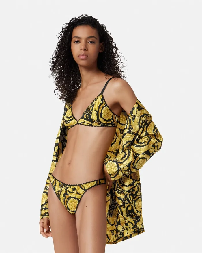 Versace Barocco Thong Blackprint Women Bras and Briefs