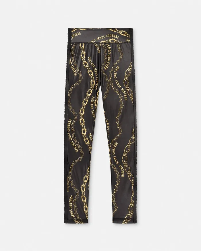Versace Chain Couture Leggings Blackgold Women Jeans Couture