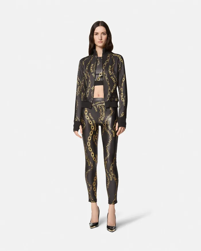Versace Chain Couture Leggings Blackgold Women Jeans Couture
