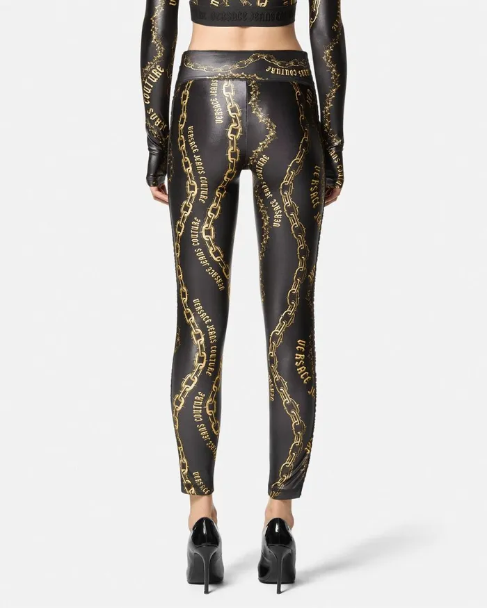 Versace Chain Couture Leggings Blackgold Women Jeans Couture