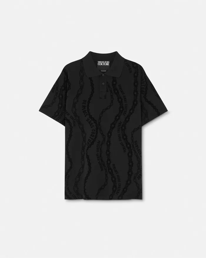 Versace Chain Couture RegularFit Polo Shirt Blackprint Men Jeans Couture