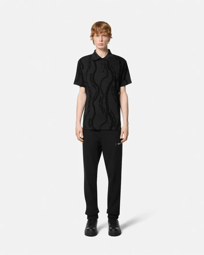 Versace Chain Couture RegularFit Polo Shirt Blackprint Men Jeans Couture