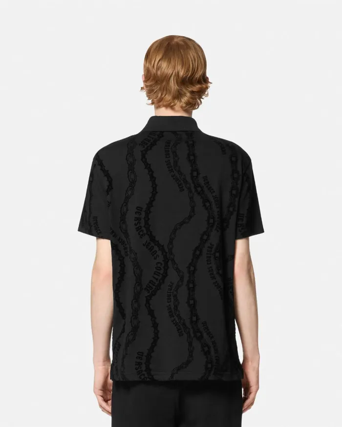 Versace Chain Couture RegularFit Polo Shirt Blackprint Men Jeans Couture