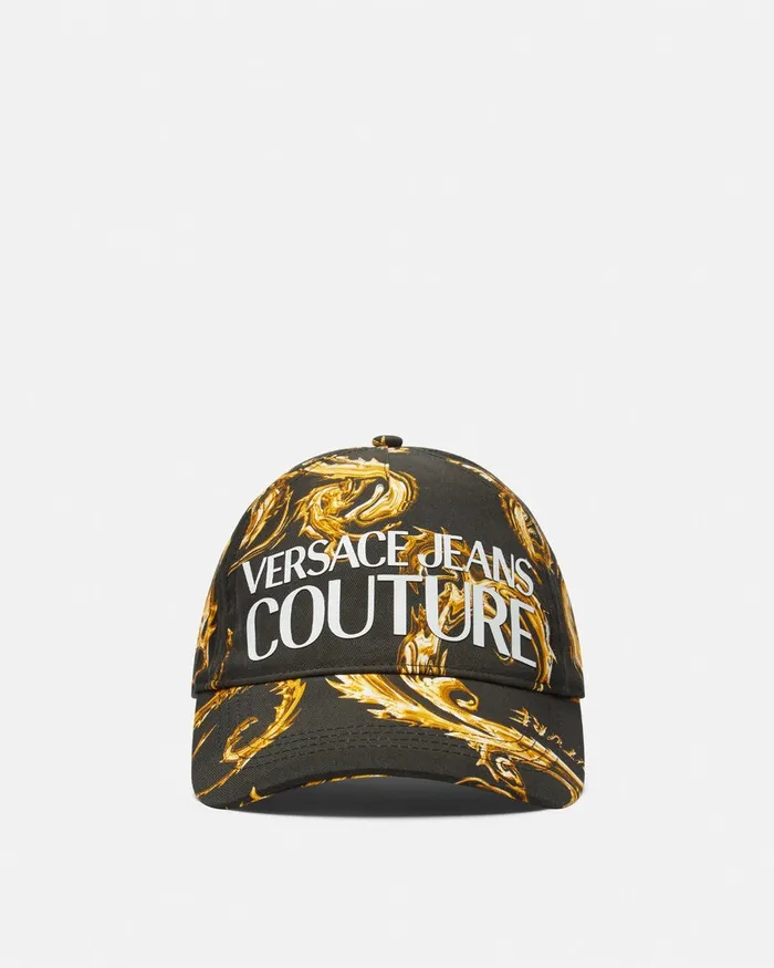 Versace Chromo Couture Logo Baseball Cap Blackgold WomenMen Jeans Couture