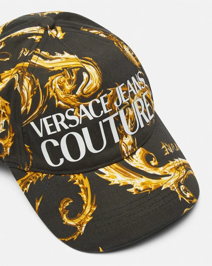 Versace Chromo Couture Logo Baseball Cap Blackgold WomenMen Jeans Couture