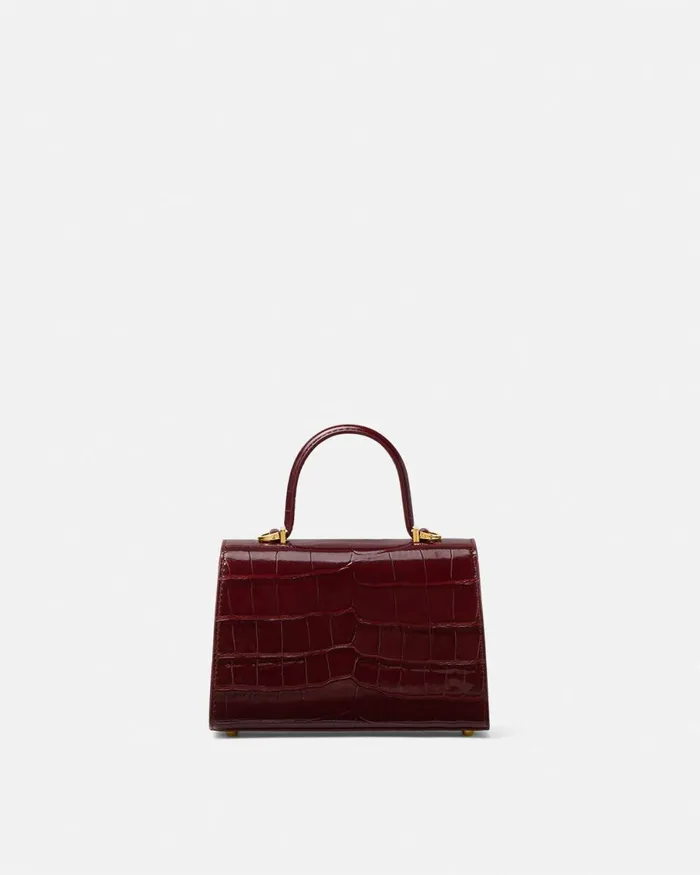 Versace CrocEffect Medusa 03995 Small Handbag Burgundy Women Top Handle