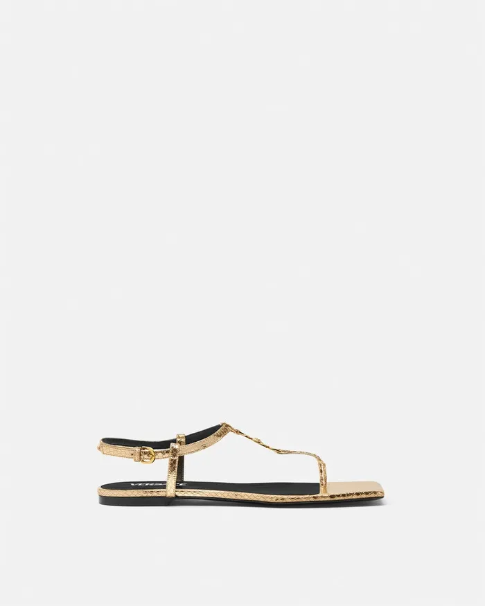 Versace Crystal Medusa 03995 Flat Sandals Gold Women Medusa 03995