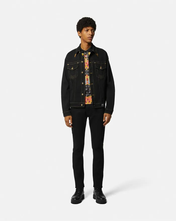 Versace Denim Blouson Jacket Black Men Jeans Couture
