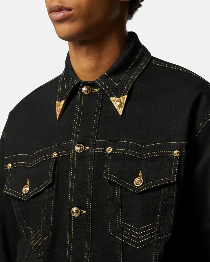 Versace Denim Blouson Jacket Black Men Jeans Couture