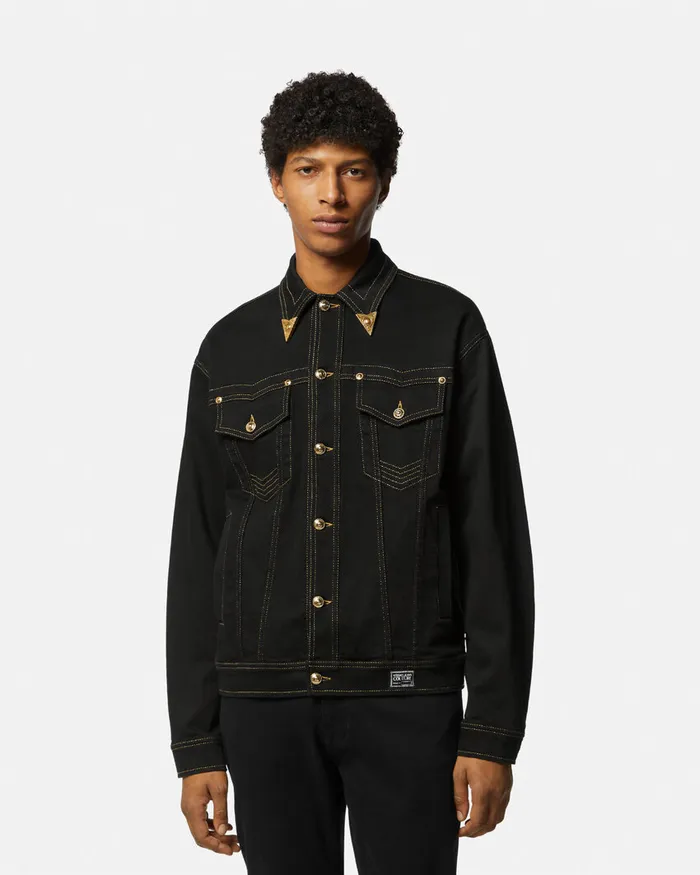 Versace Denim Blouson Jacket Black Men Jeans Couture