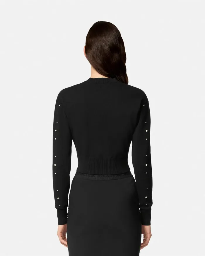 Versace Embellished Logo Sweater Blackprint Women Jeans Couture