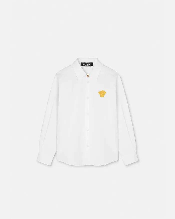 Versace Embroidered Formal Shirt Whiteprint Kids Shirts