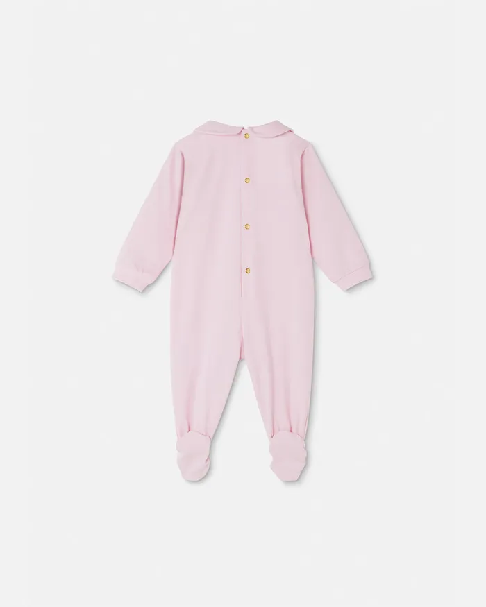 Versace Embroidered Medusa Baby Sleepsuit Light Pink Kids Clothing