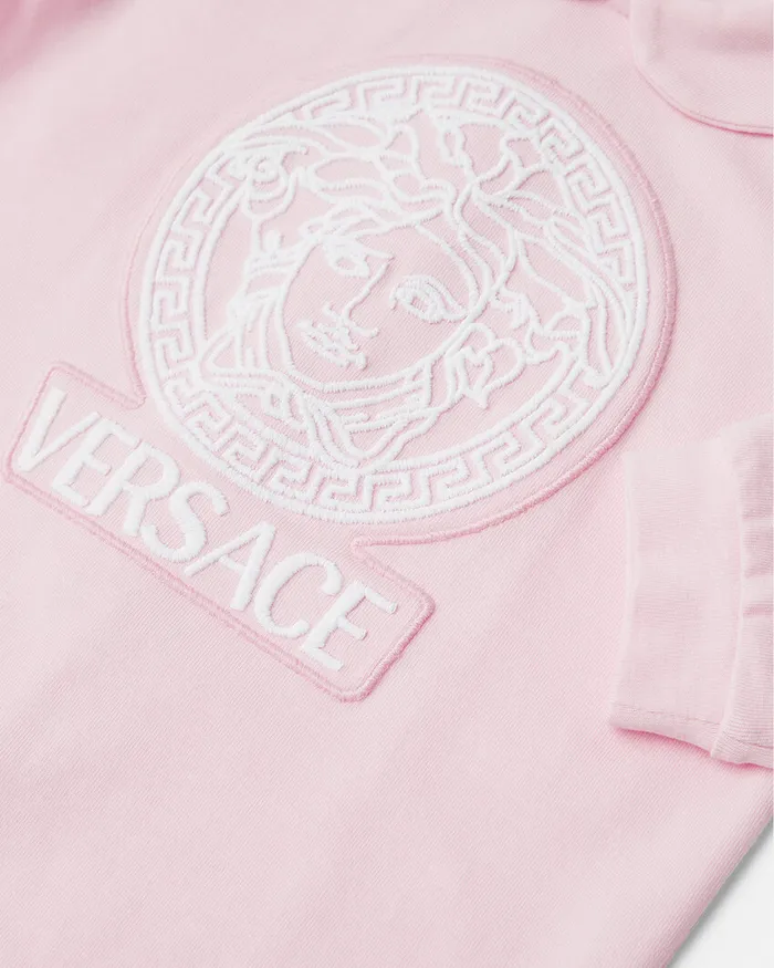 Versace Embroidered Medusa Baby Sleepsuit Light Pink Kids Clothing
