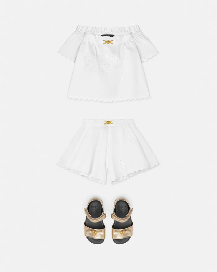 Versace Embroidered Sangallo Baby Shorts White Kids Pants and Skirts