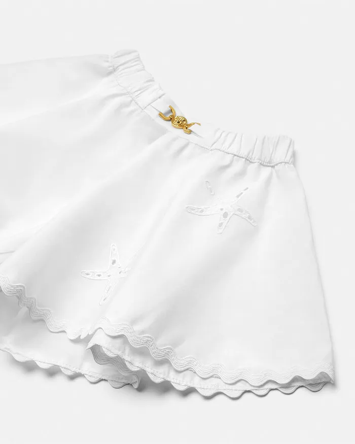 Versace Embroidered Sangallo Baby Shorts White Kids Pants and Skirts