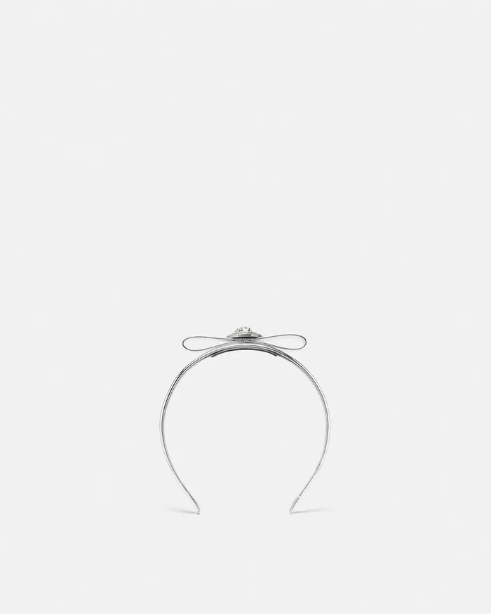 Versace Gianni Ribbon Metallic Headband Silver Women Hair Accessories