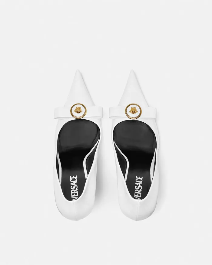 Versace Gianni Ribbon Patent Pumps 110 Mm White Women Pumps and Slingbacks
