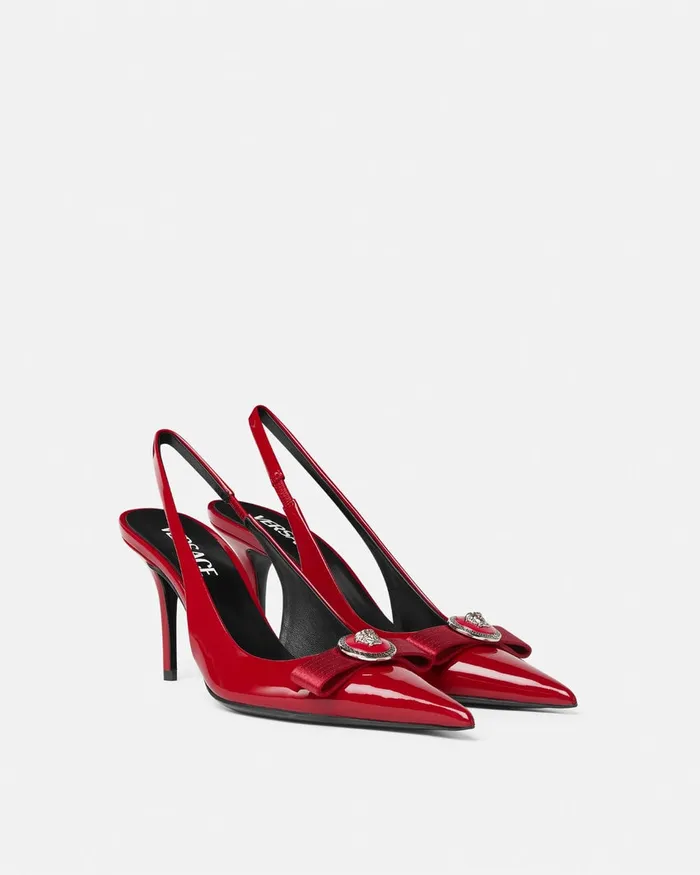 Versace Gianni Ribbon Slingback Pumps 85 Mm Red Women Gianni Ribbon